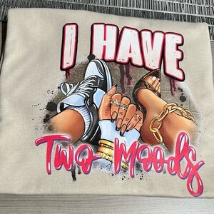 Gildan Beige Graphic Tee - I Have Two Moods